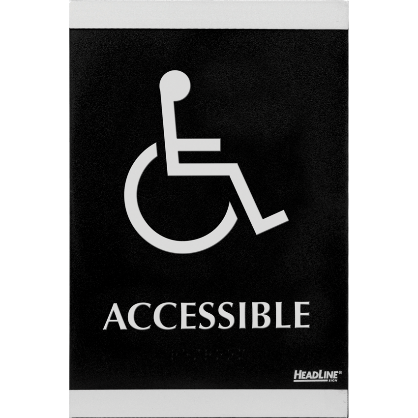Headline® Century Sign 6" x 9" Accessible Black & Silver
