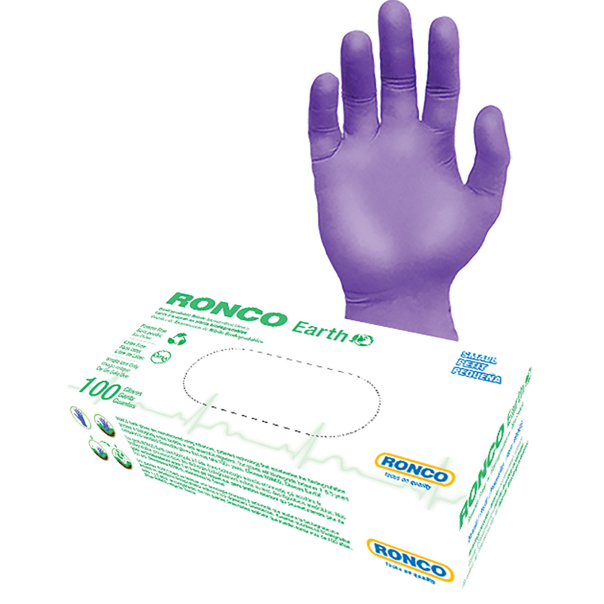 RONCO Earth Biodegradable Nitrile Examination Gloves Large Violet 100/box