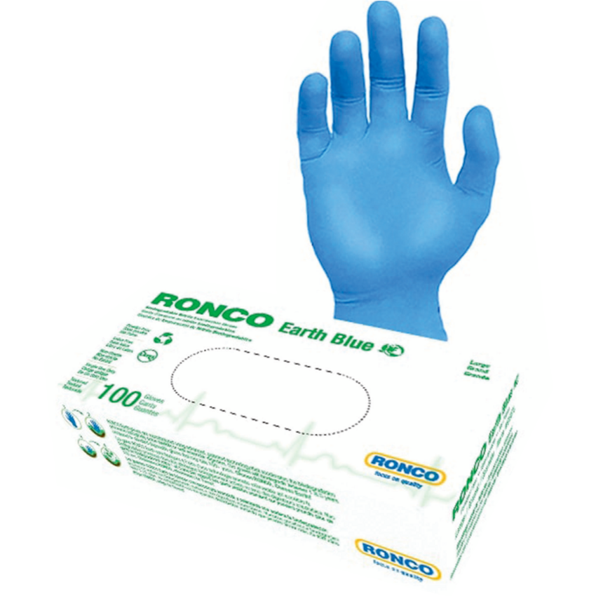 RONCO Earth Biodegradable Nitrile Examination Gloves Nitrile Large Blue 100/box