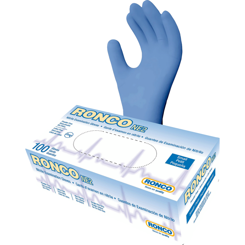 RONCO NE2 General Purpose Nitrile Gloves Powder Free Small Blue 100/box