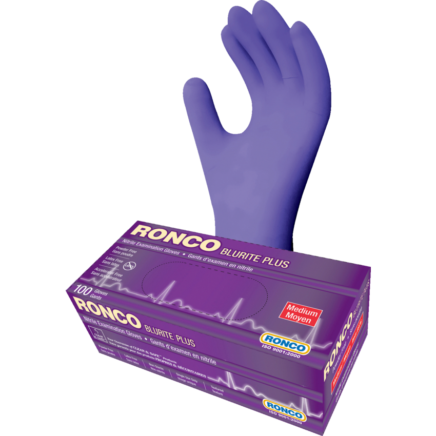 RONCO Blurite Plus Examiniation Gloves Medium Violet 100/box