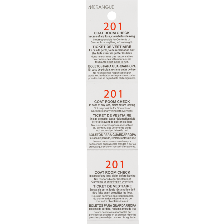 Merangue WORX™ Coat Check Tags 100 per set 5 sets/box