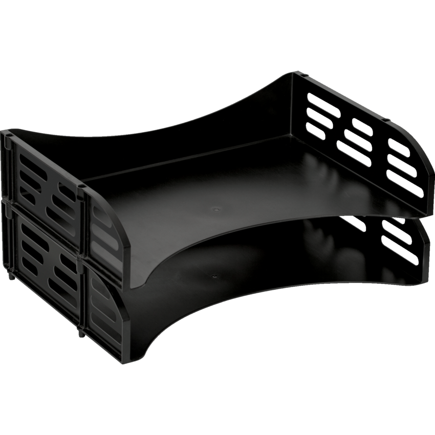 Merangue Stacking Trays Letter Black 2/pkg