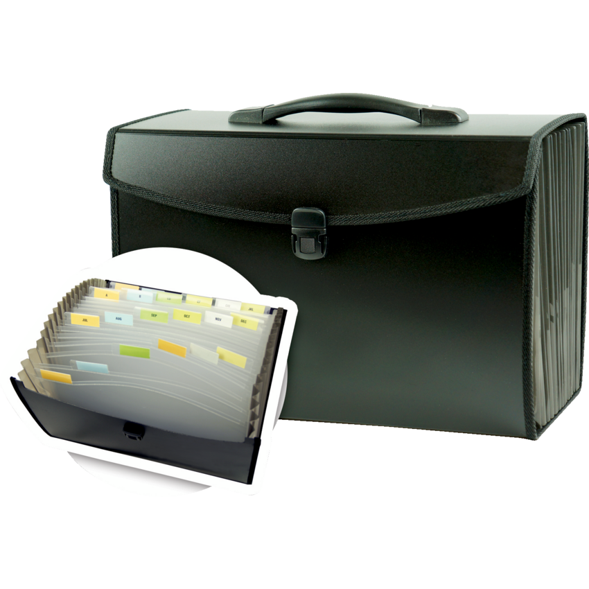 Winnable Portable Poly File 13 Pockets with Tab Inserts Letter/Legal Black