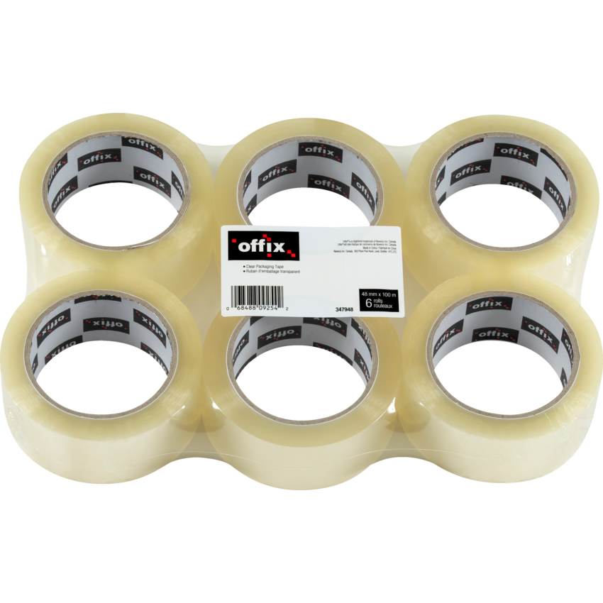 Offix® Packaging Tape 48 mm x 100 m Clear 6/pkg