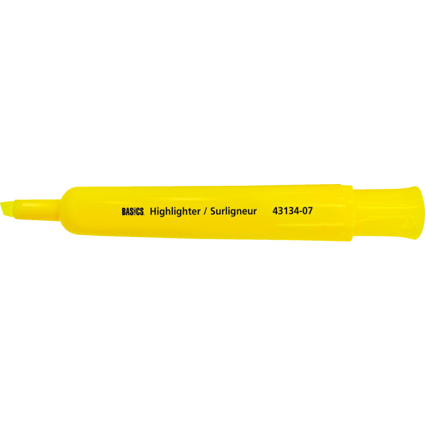 Basics® Canister Highlighters Chisel Tip Yellow 10/box