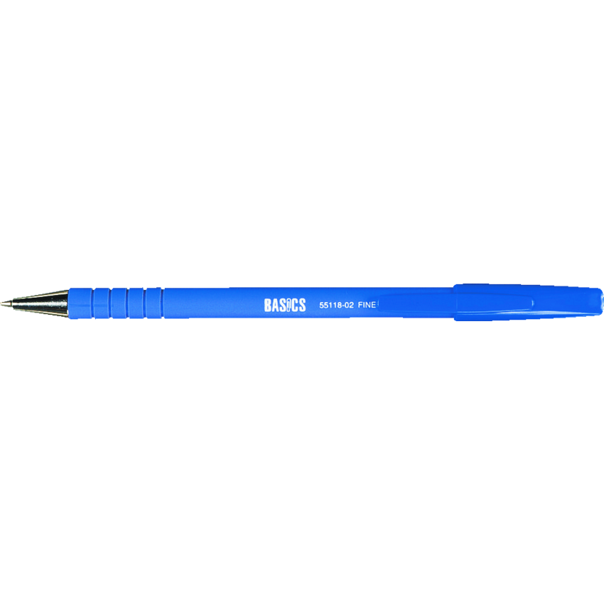 Basics® Rubber Barrel Stick Pen Fine Point Blue 12/box