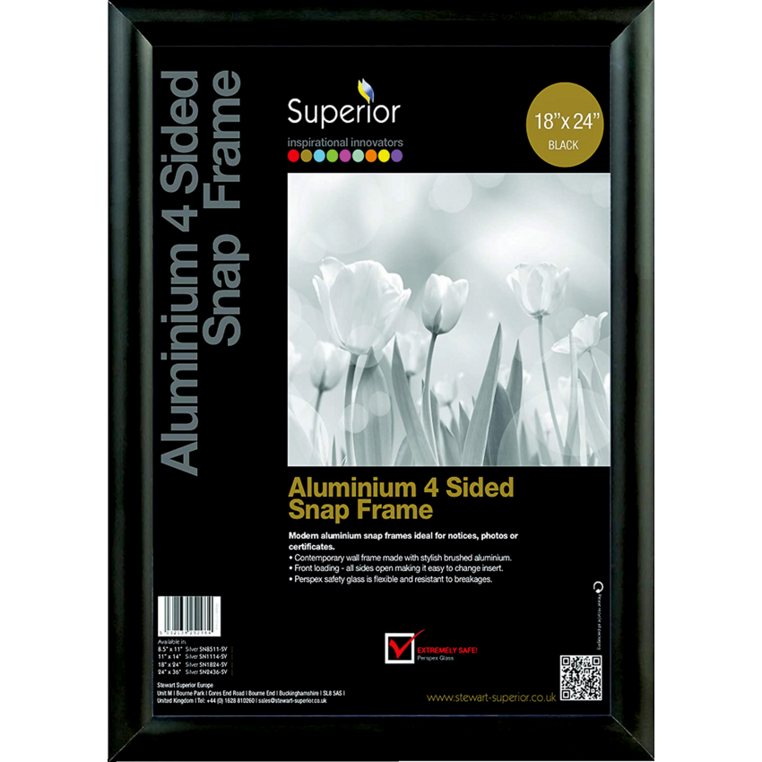 Seco Snap Frame Sign Holder 18" x 24" Black