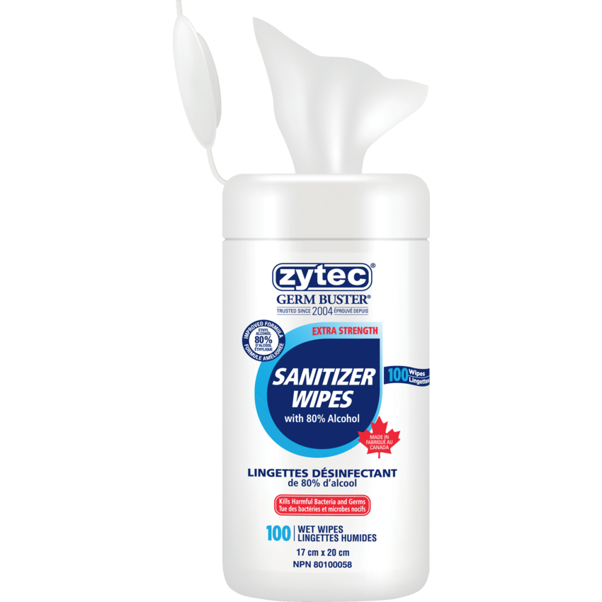 Zytec® Germ Buster® Sanitizer Wipes 100 wipes/tub