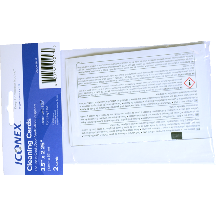 Iconex™ Credit/Debit Card Machine Cleaning Cards 2/pkg