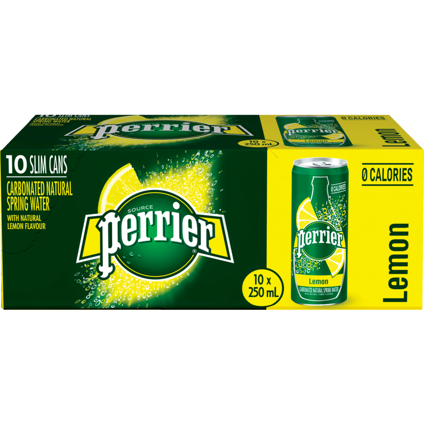 Perrier® Spring Water Lemon 250 mL Cans 10/cse