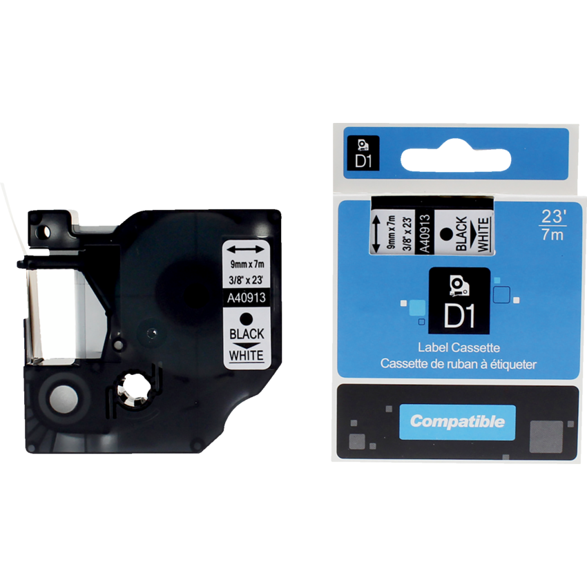 Premium Tape™ Compatible Replacement Tape Dymo A40913 3/8" x 23' Black on White