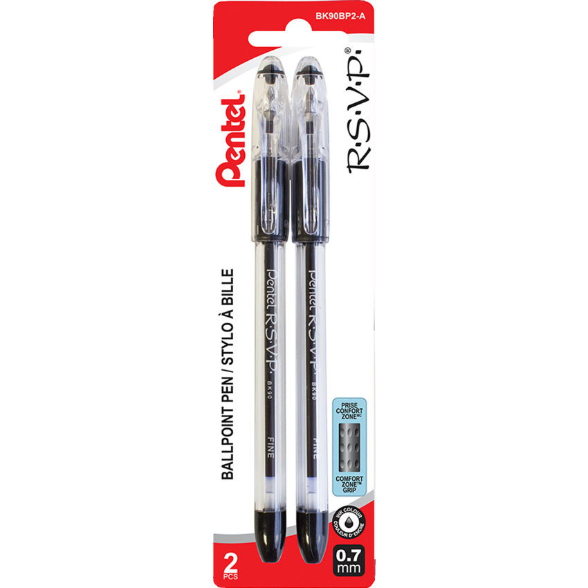 Pentel® R.S.V.P.® Pens Fine Point Black 2/pkg