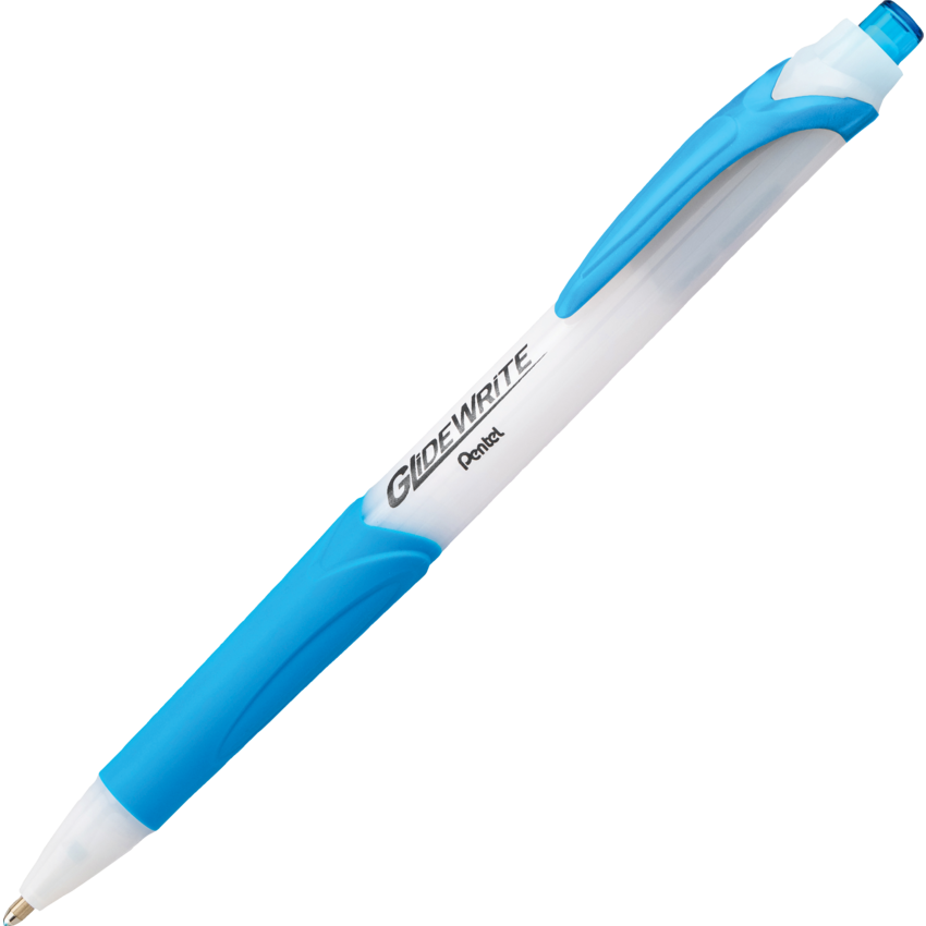 Pentel® GlideWrite Retractable Ball Point Pens Bold Point Sky Blue 12/box