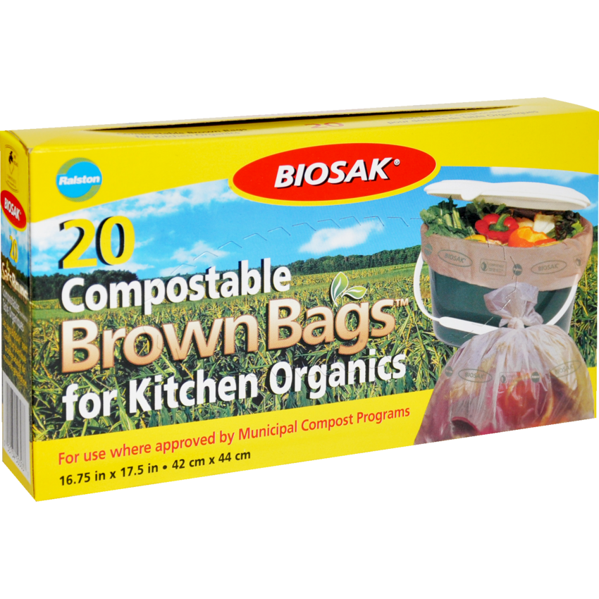 Ralston Biosak® Compostable Brown Bags Kitchen Organics 17-1/2" x 16-3/4" 20/box