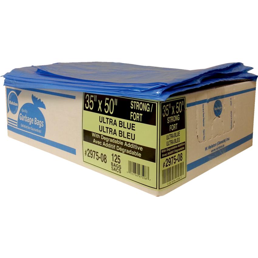 Ralston 2900 Series EcoLogo™ Garbage Bags Strong 35" x 50" Blue 125/ctn