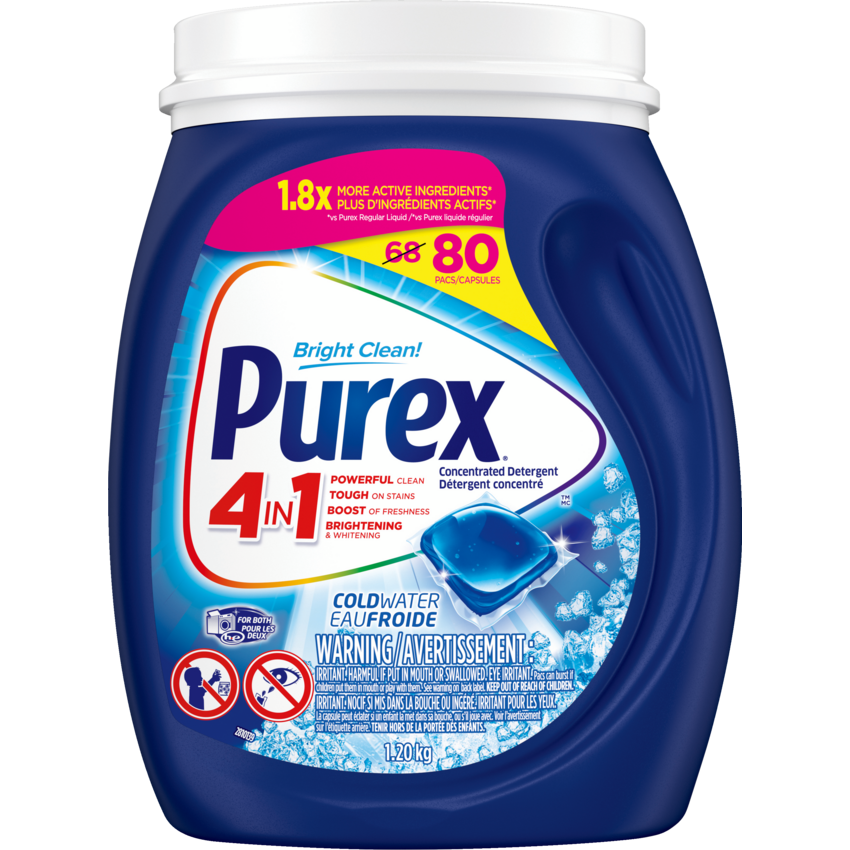 Purex® 4in1 Single Dose Laundry Pacs Coldwater Scent 80/tub