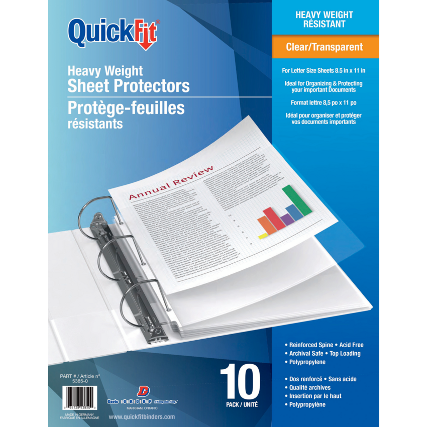 Davis Group QuickFit® Clear Sheet Protectors 3 mil Letter Size 10/box