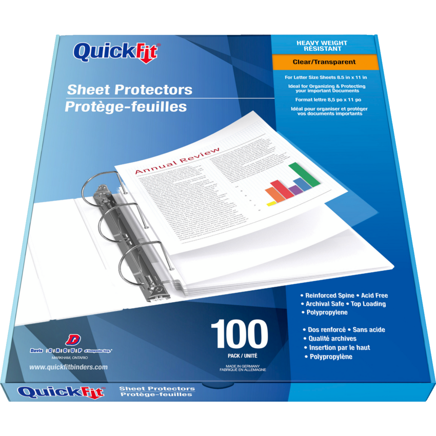 Davis Group QuickFit® Clear Sheet Protectors 3 mil Letter Size 100/box