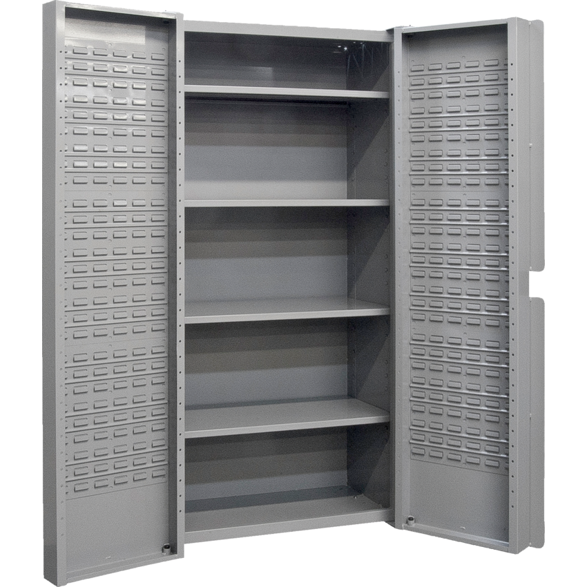 Kleton® Deep Door Combination Cabinet 84 Bin w/Shelves 38"W x 24"D x 72"D Grey