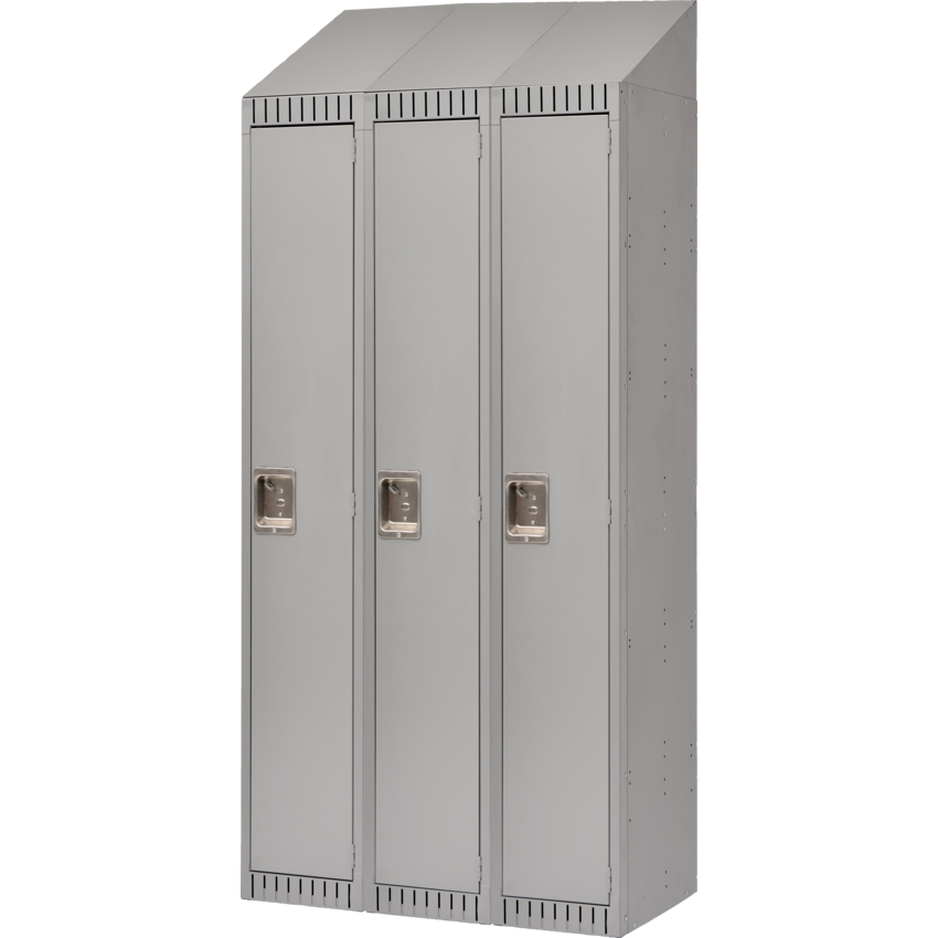Kleton® RTA Steel Locker Single w/Slope Bank of 3 Grey