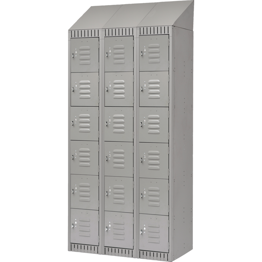Kleton® RTA Steel Locker Lockerettes w/Slope Top Bank of 3 Grey