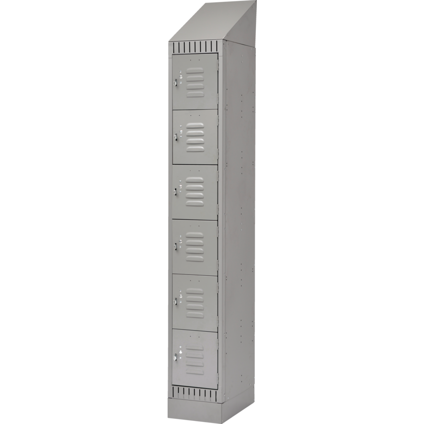 Kleton® RTA Steel Locker Lockerettes w/Slope Top & Recessed Base Bank of 1 Grey