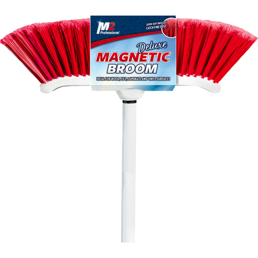 Venus Curved Magnetic Kitchen Broom 48" Handle Red