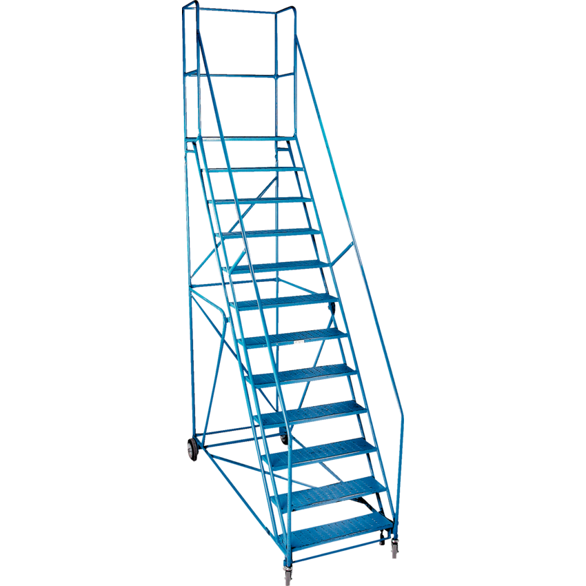 Kleton® Rolling Step Ladder w/Handrails 12-Step