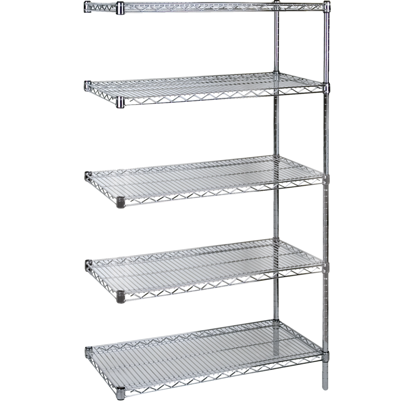 Kleton® Heavy Duty Chromate Wire Shelving 5 Shelves 48"W x 18"D x 74"H