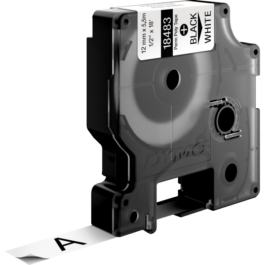 DYMO® Rhino® Permanent Polyester Tape 1/2" Black on White