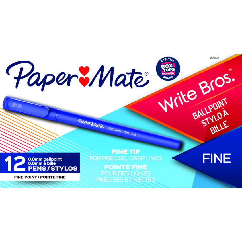 Paper Mate® Write Bros.® Stick Pens Fine Point Blue 12/box