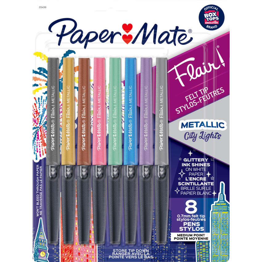 Paper Mate® Flair® Metallic Markers Assorted Colours 8/pkg
