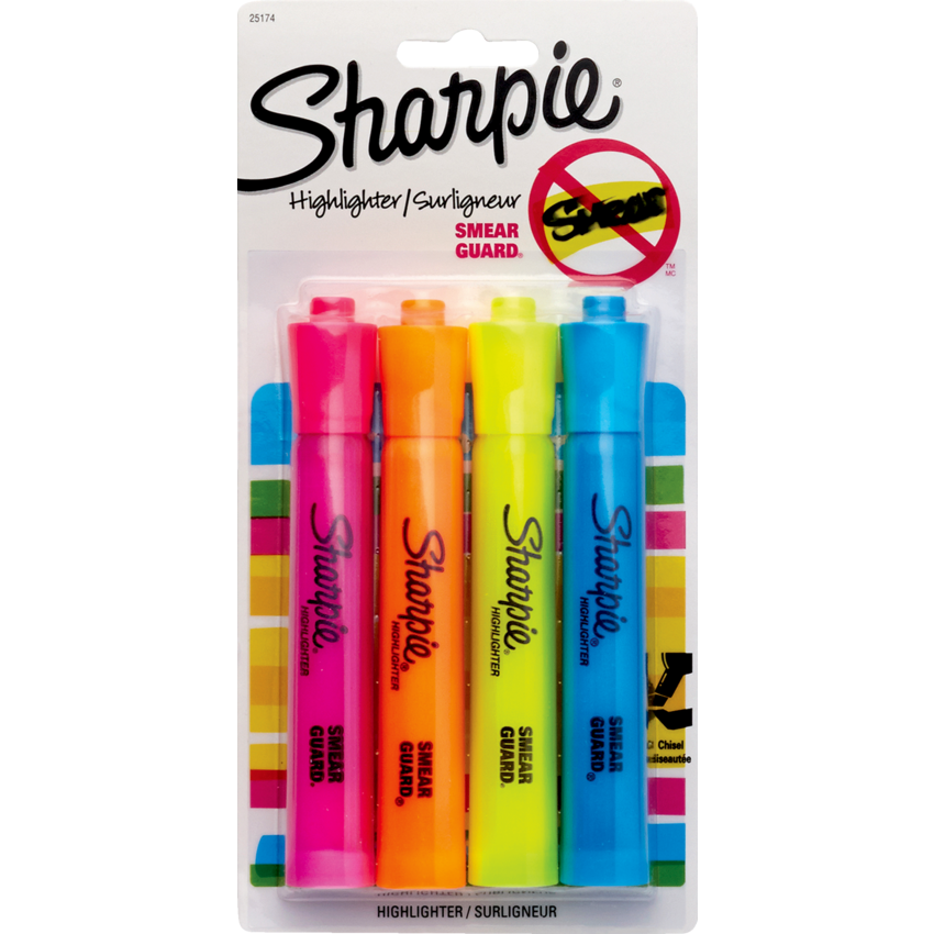 Sharpie® Tank Highlighters Chisel Tip Assorted Colours 5/pkg