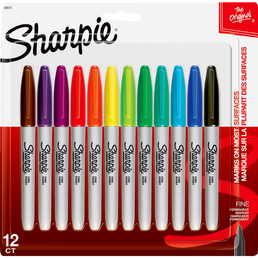 Sharpie® Fine Point Permanent Markers Assorted Colours 12/pkg