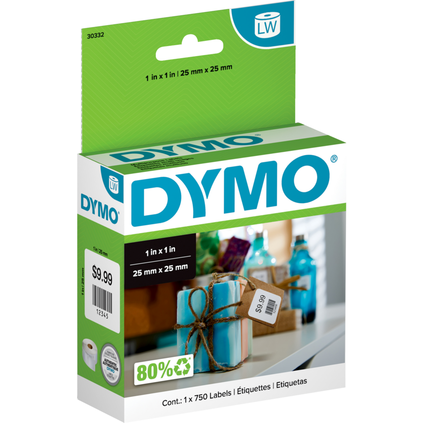 DYMO® LabelWriter® Multi-use Labels 1" x 1" White 750/box