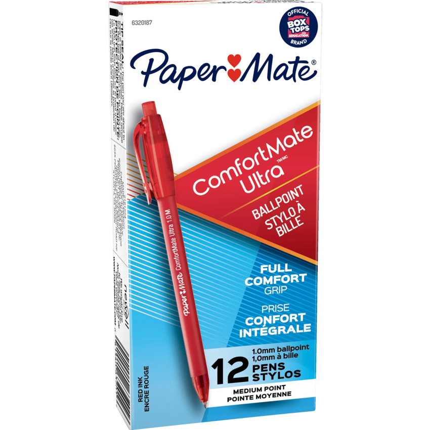 Paper Mate® ComfortMate Ultra™ Retractable Ball Point Pens Medium Point Red 12/box