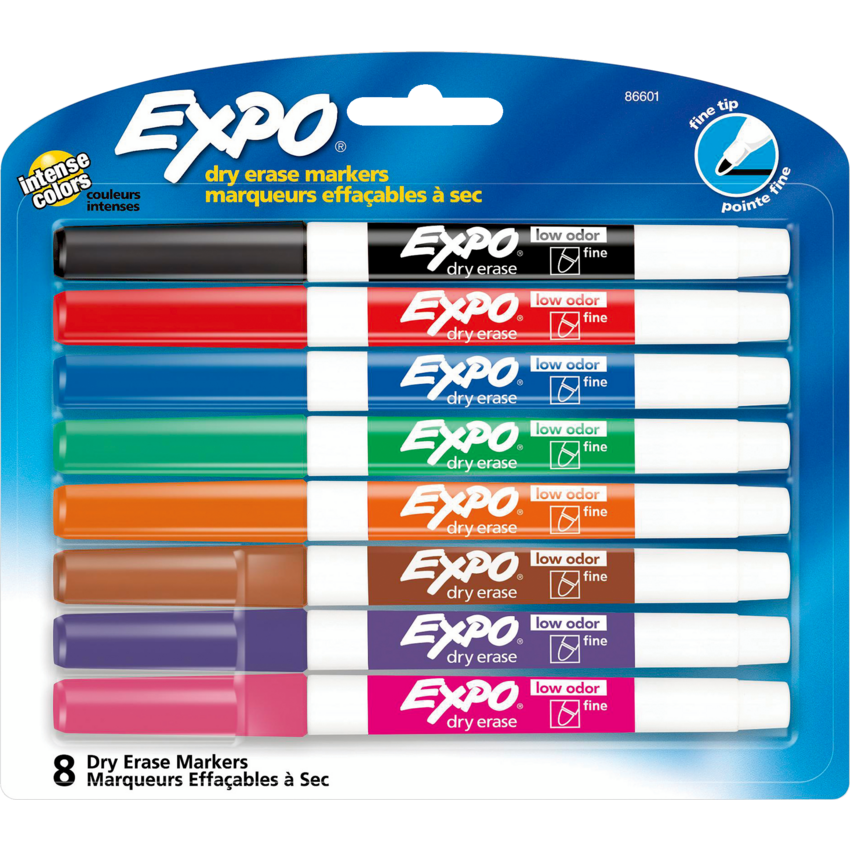 Expo® Low Odour Dry Erase Markers Assorted Colours 8/pkg