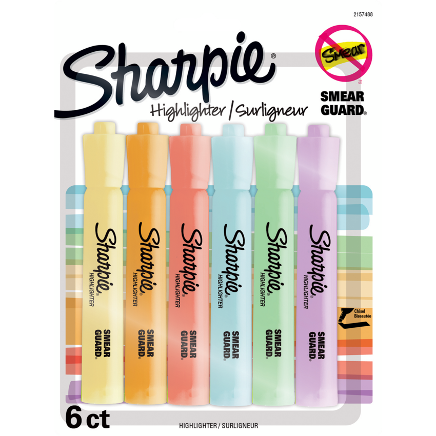 Sharpie® Tank Highlighters Assorted Pastel Colours 6/pkg