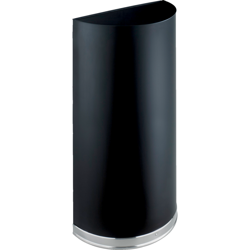 Safco® Half Round Waste Receptacle 17-1/2"W x 9" D x 32"H Black