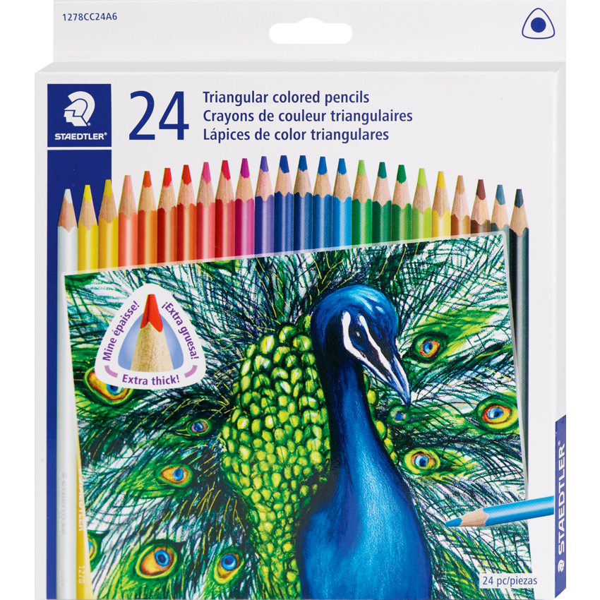 Staedtler® Triangular Coloured Pencils Assorted Colours 24/pkg