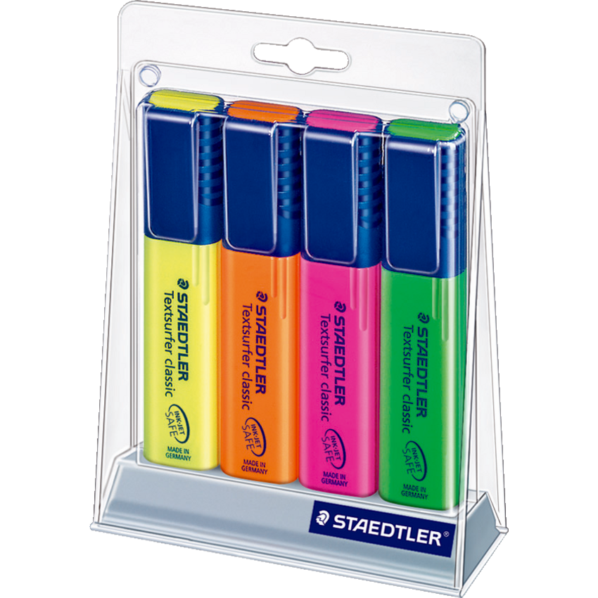 Staedtler® Textsurfer® Classic Highlighter Desk Set Chisel Tip Assorted Colours 4/pkg