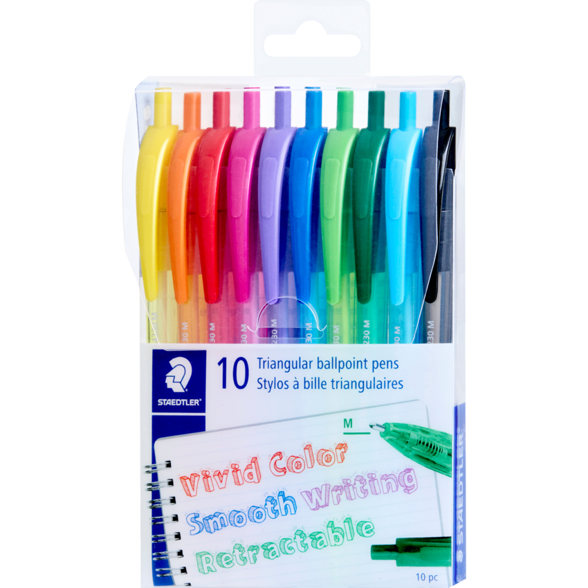 Staedtler® triplus® Retractable Ballpoint Pens Assorted Colours 10/pkg