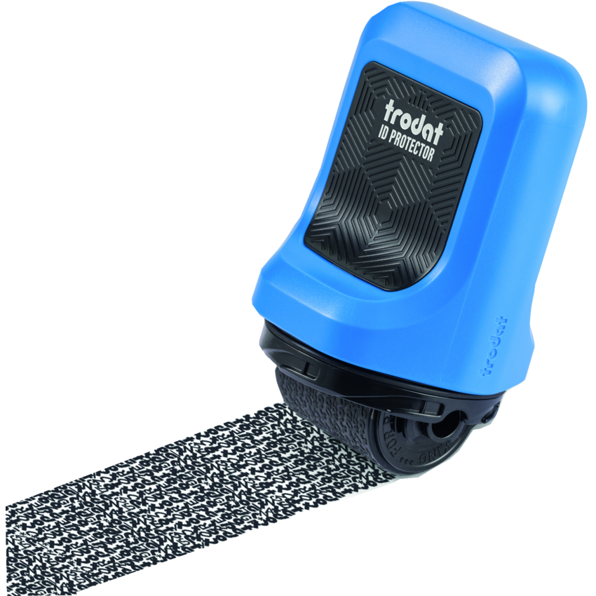 Trodat® ID Protector Roller Stamp Blue Body with Black Ink