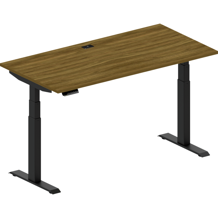 Heartwood Cleo Series Electric Height Adjustable Table 60”W x 30"D x 22"H Black Walnut finish with Black base