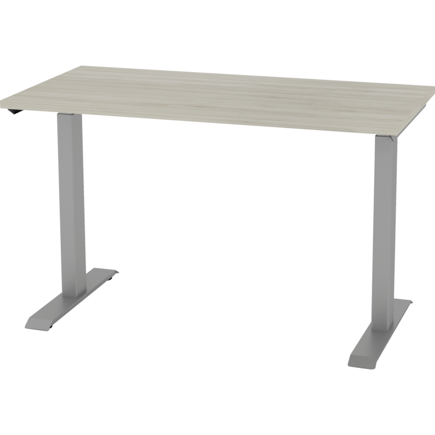 HDL® Cleo Series Electric Height Adjustable Table 48”W x 24"D x 22"H Winter Wood finish with Silver base
