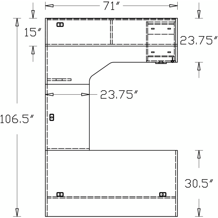 HDL® Innovations Series U-Suite Workstation 72”W x 108”D x 29"H Winter Wood