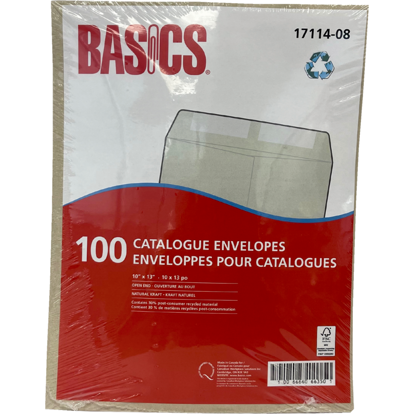 Basics® Catalogue Envelopes Natural Kraft 10" x 13" 100/pkg