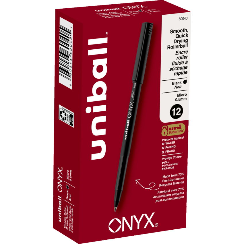 uni-ball® Onyx® Roller Pen 0.5 mm Black 12/box