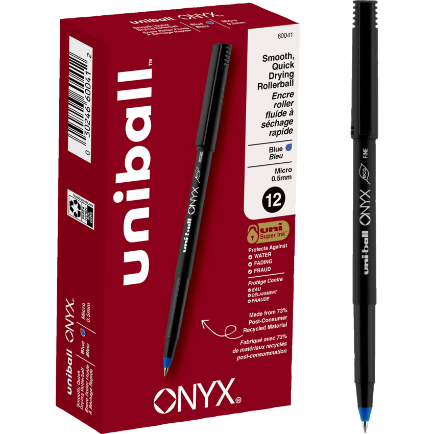uni-ball® Onyx® Roller Pens 0.5 mm Blue 12/box